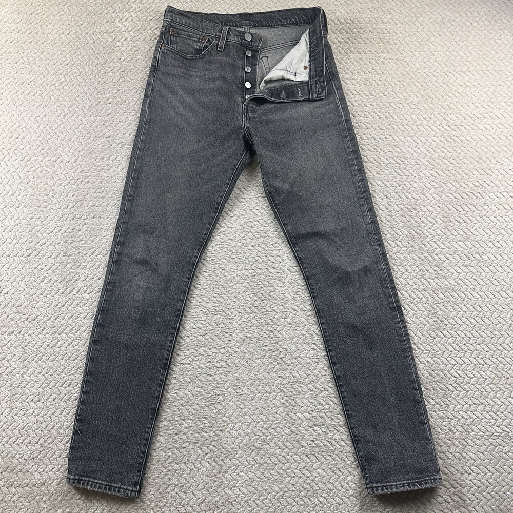 Levis 501xx Jeans Button Fly Men's 27x30 Charcoal Denim‎ Preppy College Modern